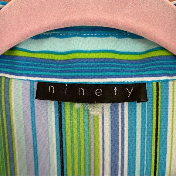 Y2K vintage blue collared striped sleeveless top - Picture 4 of 7